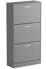 Slim Grey Shoe Cabinet 3 Doors